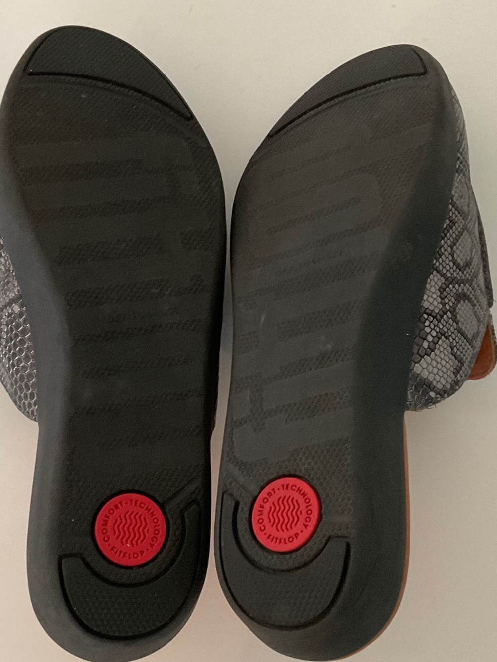 FITFLOP Serene Black/Grey Python Print Leather Mules Sz 9 - Picture 7 of 9